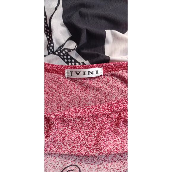 Womens Y2K Red Ombre Flowy Top with Rhinestone Cat Design One Size Whimsical Fun - Picture 5 of 6